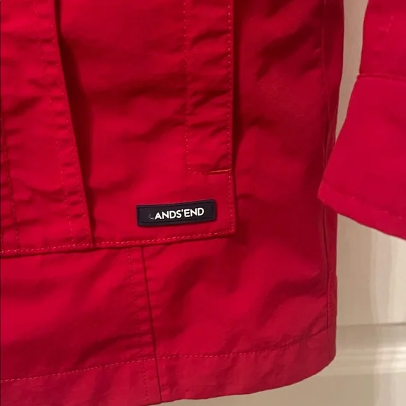 Lands' End Red Lined Raincoat - Picture 2 of 7